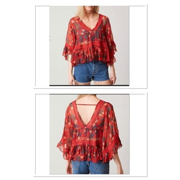 Free People Bright Lights Floral Boho Top - Picture 1 of 7